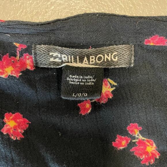 Billabong Floral Boho Top Size Large Black‎ - Picture 7 of 11